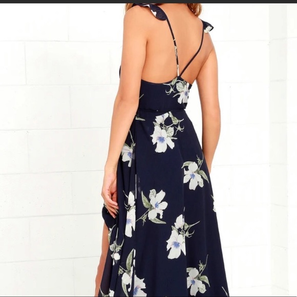 Lulus navy all mine wrap dress - Picture 2 of 7